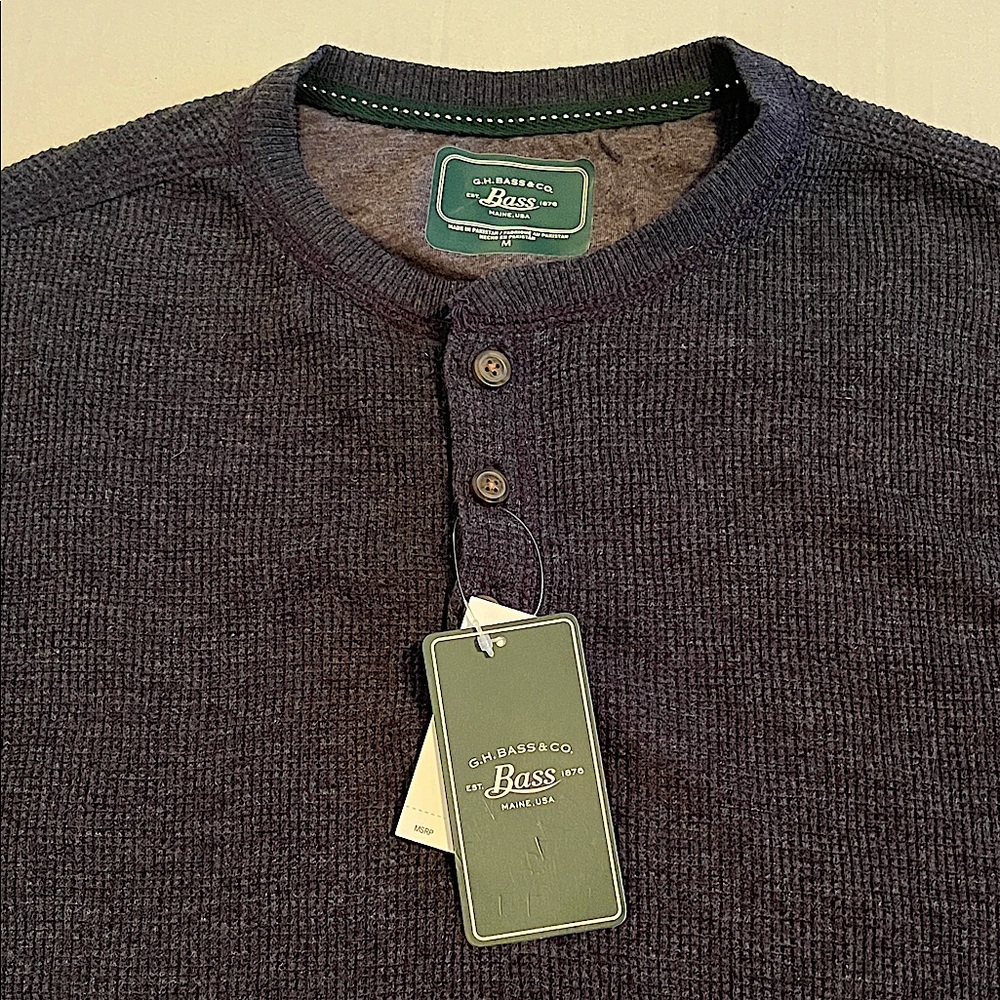 G.H. Bass & Co. Charcoal Henley L/S